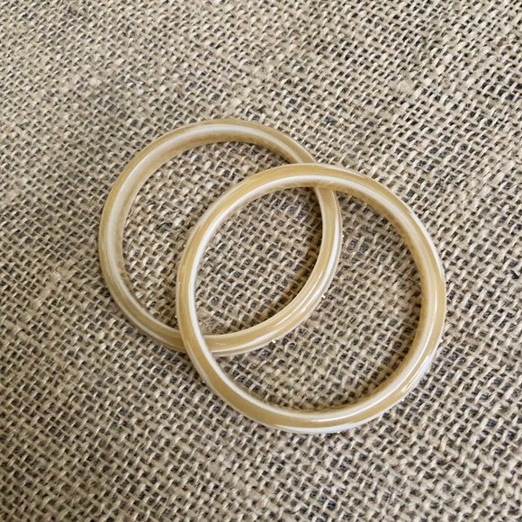 ZENZll Studded Rebel Bangle Bracelet Creamy Marbled Beige Resin 2 Bangles - Picture 3 of 8